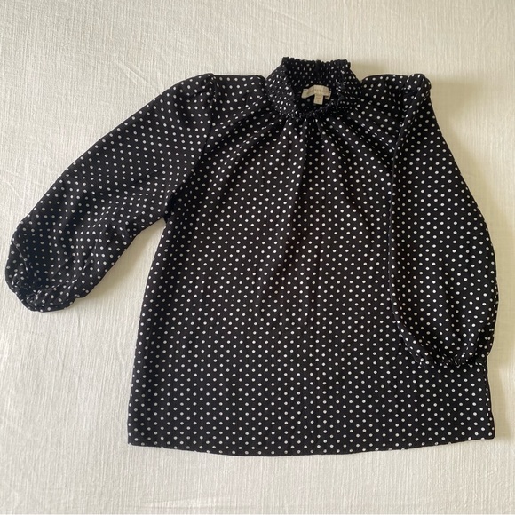 Monteau Tops - Monteau Black and White Polka Dot Blouse